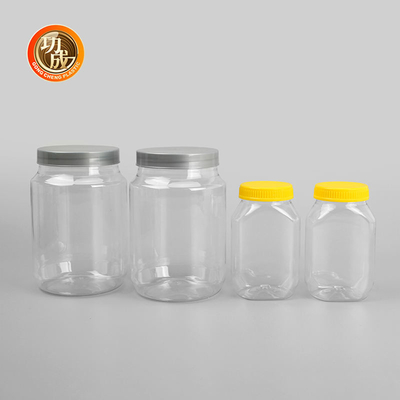 Botol Selai Plastik Transparan Besar, Permen, Kontainer Atas Sekrup Plastik