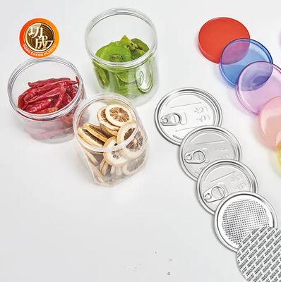 Custom Clear Wide Mouth PET Plastic Jars Bentuk Silinder Untuk Coklat