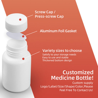 Botol Kapsul HDPE Bulat Putih 100ml 150ml 200ml Wadah Pil Resep