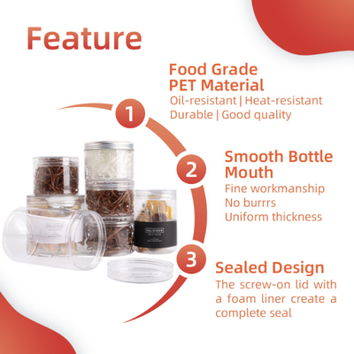 ODM OEM Clear Plastic Cookie Jar Kosong Pet Refillable Spice Jars