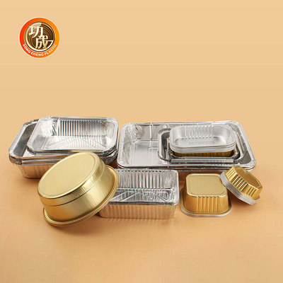 Perak Emas Kustomisasi Kotak Kemasan 3 Kompartemen Kotak Makan Siang Aluminium Foil