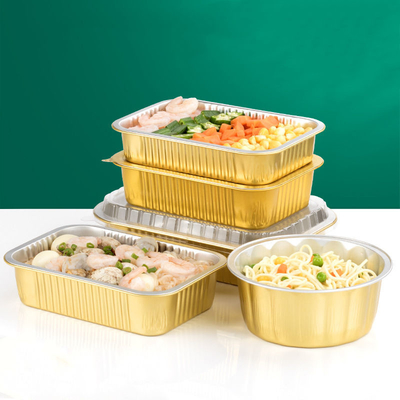 Square Aluminium Foil Kustomisasi Kotak Pengemasan Baki Makanan Aluminium Takeaway Sekali Pakai