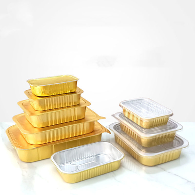 Baki Makan Siang Aluminium Tebal Persegi Panjang Sekali Pakai Barbekyu Wadah Makanan Aluminium Foil