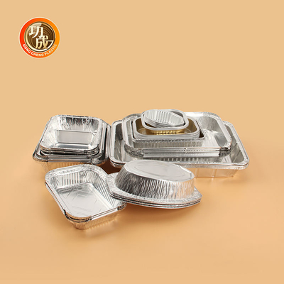 Persegi Panjang Sekali Pakai Sesuaikan Kotak Pengemasan Kotak Makan Siang Aluminium Foil Makanan Maskapai Penerbangan