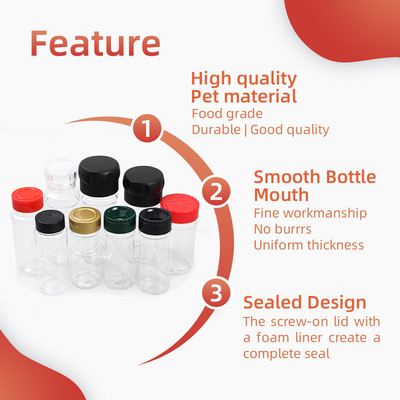 Botol Rempah Plastik 125Ml Screw Mouth Bumbu Pengocok Dengan Tutup