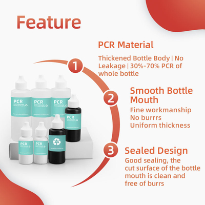 30Ml 50Ml 120Ml Pcr Botol Squeeze Plastik Daur Ulang Dengan Nozzle