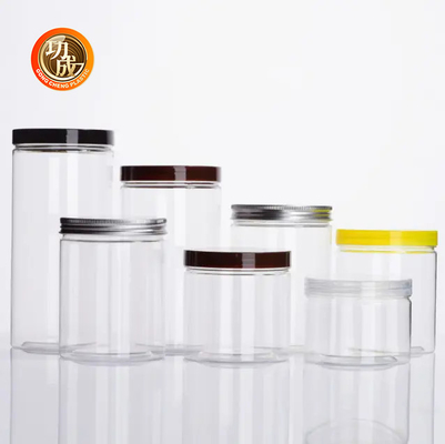 Empty Wide Mouth Food Candy PET Plastic Packaging Jars 1250ml Bentuk bulat